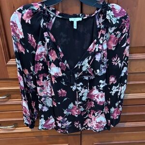 Joie black floral blouse
